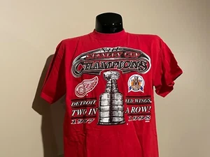 Vintage DETROIT RED WINGS 1998 Stanley Cup Champions two in a row t-shirt XL 90s - Picture 1 of 12