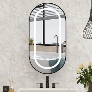 Oval Medicine Cabinet with Lights Bathroom Medicine Cabinet with Mirror 3 Light - Picture 1 of 8