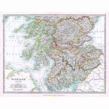 Antique Map 1914 - Scotland (South) by W & AK Johnston