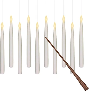 10Pcs Flameless Taper Floating Candles with Magic Wand Remote, Halloween Decorat - Picture 1 of 8