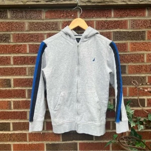 Nautica Gray and Blue Full Zip Up Boy’s Hoodie - Picture 1 of 3
