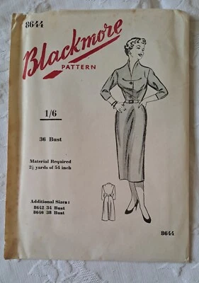 1950's Blackmore Paper Sewing Pattern Vintage Unused Belted Dress 36 Bust Wiggle - Image 1 of 2