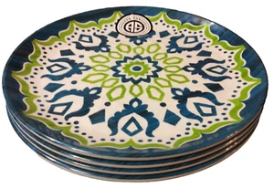 Melamine Dinner Plates Aaron Sanchez. Colorful Abstract Design. Set Of 4. New. - Picture 1 of 11