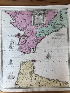 Antique original map Spain Gibraltar Ceuta Cadiz Marbella Britain Morocco 1730 - Picture 1 of 6