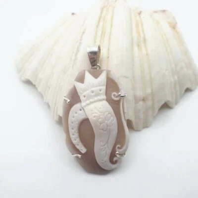 CIONDOLO IN ARGENTO 925% CON CAMMEO , PENDENTE PORTAFORTUNA , CIONDOLO CON CAMEO - Immagine 1 di 2