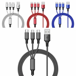 3in1 USB Charging Cable Universal Multi Function Cell Phone Charger Micro/USB-C - Zdjęcie 1 z 22