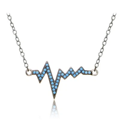 Sterlingsilber Nano Labor Erstellt Türkis Herzschlag Kette - Bild 1 von 3