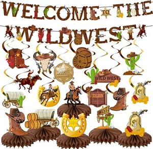Western Cowboy Party Decorations Banner Wild West - Picture 1 of 7