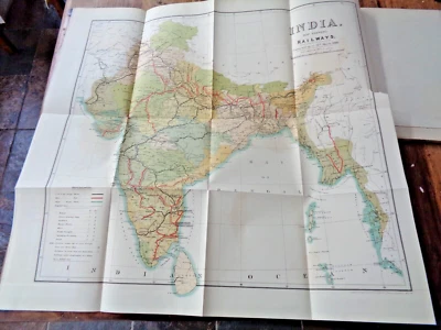 1889 REPORT ON THE RAILWAYS IN INDIA 1888-89 by CONWAY-GORDON FOLDING COLOUR MAP - Image 1 of 4