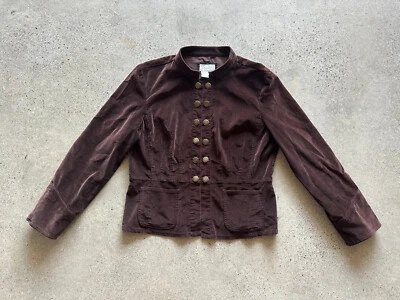 Y2K Live a Little Brown Velour Cotton Blend Pleated Hook & Eye Jacket Size XL - Image 1 of 4