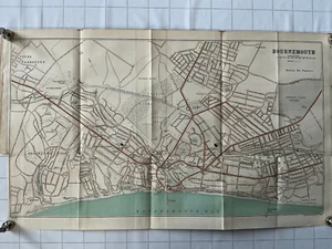 BOURNEMOUTH 1914 Antique Street Map Original England Golf Links LSWR Pier Garden - Picture 1 of 8