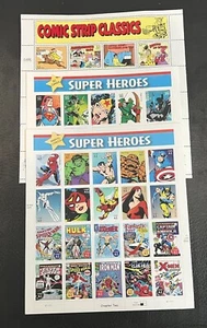 Comic Strip Classics & Super Super Heroes Stamps 3 Sheets - Picture 1 of 4