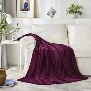Microplush Fleece Flannel Blanket Throw- Lightweight & Ultra Soft Home 50x60 in - Picture 1 of 56