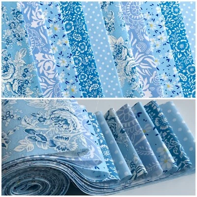 ROSE AND HUBBLE AND JOHN LOUDEN FABRICS 10 100% cotton fabric strips 2.5” x 42” jelly roll quilting floral blue Z17