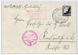 GERMANY Zeppelin HINDENBURG *Final Flight* 1937 Cover DEUTSCHLANDFAHRT Drop LZ83 - Picture 1 of 10