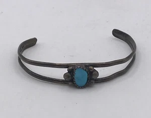 Small Handcrafted Turquoise and Sterling Silver Bracelet (Perfect for a Child) - Picture 1 of 5