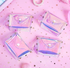 NEW Women Holographic Transparent Makeup Laser Bag Fashion Mini Purse Wallet  - Picture 1 of 6
