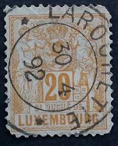 1892 Luxembourg 20c orange yellow Allegory stamp cancelled Larochette - Picture 1 of 2