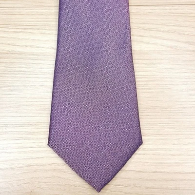 PERRY ELLIS Mens Neck Tie Purple Plum Micro Dot Textured Modern Classic - Image 1 of 4