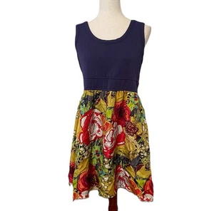Anthropologie Fei Womens Large Sleeveless Dress Fit Flare Short Colorful Floral - Picture 1 of 8