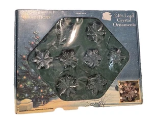 VTG Lead Crystal SNOWFLAKE Ornament Set of 8 Original Box Slovenia  - Picture 1 of 17