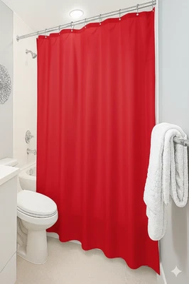 Holiday Red Shower Curtain Liner Metal Grommets Magnetized 70" x 72" Christmas - Image 1 of 4