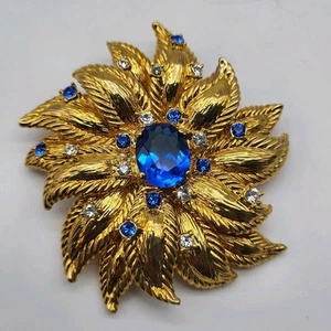 Broche Flor Único JBK Jackie Kennedy Azul Estrás Por Camrose & Kross - Imagen 1 de 8