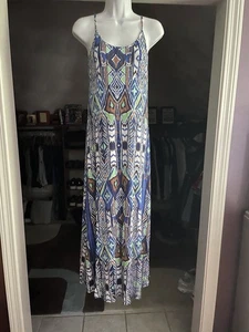 Maxi Vestido Boho Pequeño One Clothing Correa de Espagueti Estampado Azteca - Imagen 1 de 6