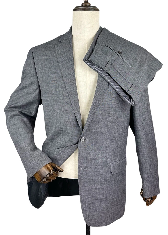 Chaps Gray Casual 2 Piece Suit Blazer Jacket Sport Coat Mens 44L Pants 42x30 - Image 1 of 4