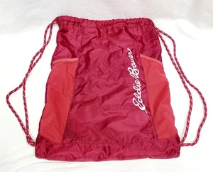 Eddie Bauer Red Unisex String Stowaway Backpack Lightweight New With Tags - Picture 1 of 11