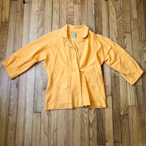 Damask EUC Women's Italian Yarn Yellow/Orange Tie Cardiagn Tie Sweater Size M - Picture 1 of 9