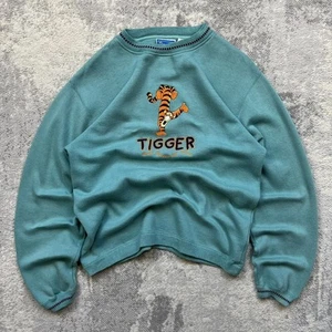 Vintage Winnie The Pooh Sweatshirt Medium Mens Tigger Disney 90s Blue Crew Neck - Picture 1 of 6