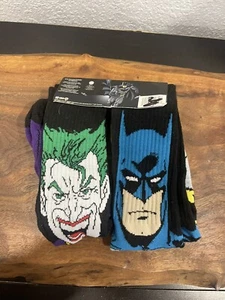 Batman and Joker Character Crew Socks 2-Pair Size 6-12 *New - Picture 1 of 4