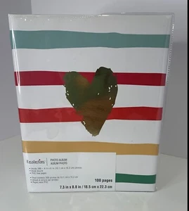 Slip-in Photo Album 10-1/2” X 8”  Holds 100 Photos Heart Design Four Photos/Page - Picture 1 of 9