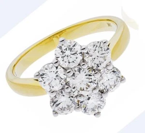 1.60ct Diamond Daisy Engagement Ring Brilliant Cut F VS set in 18ct Yellow Gold - Picture 1 of 1