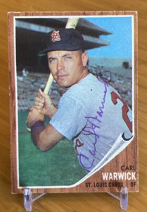 1962 Topps Autographed #202 Carl Warwick Signed St Louis Cardinals Baseball Card - Picture 1 of 1
