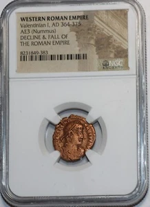 VALENTINIAN I ROMAN EMEROR AD 364-375 COIN NGC CERTIFIED AUTHENTIC WITH COA - Picture 1 of 2