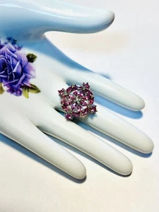 STERLING SILVER.925 STAMPED RASPBERRY RHODONITE GARNET RING - Picture 1 of 8