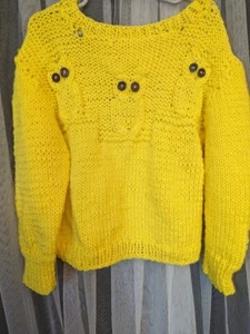 Girls Handmade Sweater, soft yarn, bright yellow - Picture 1 of 1