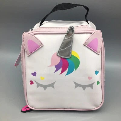 LUV Betsey Johnson Rainbow Unicorn Insulated School Lunch Tote Bag Pink Silver - Image 1 of 4
