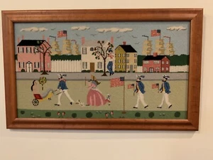 Vintage Petit Point Needlepoint Beautiful framed American History 26 3/4" x 16" - Picture 1 of 16