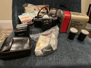 Canon AE-1 35mm SLR Film Camera w/ Canon FD 50mm BUNDLE - flash, case, tested - Picture 1 of 22