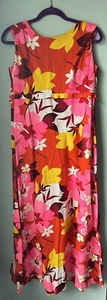 Vintage Hawaiian Maxi Dress Deadstock Reef Hawaii Floral Psychedelic 60s Mod - Picture 1 of 14