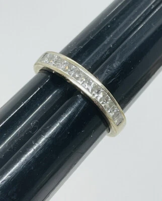 14k White Channel Set Princess Cut Diamond Band Ring Size 5.25 - Image 1 of 4