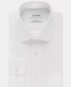 $75 Calvin Klein 15.5 32/33 Men Regular-Fit White Long-Sleeve Cotton Dress Shirt - Picture 1 of 5
