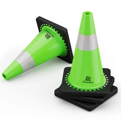 RoadHero 4 Pack Traffic Safety Cones 18 Inch with Black Weighted Base Plastic... - Image 1 of 4