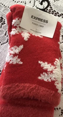 Women Express Fleece Lined Crew Socks Shoe Sz 6-10 - 1 Pair SNOWFLAKES Warm New - Изображение 1 из 4