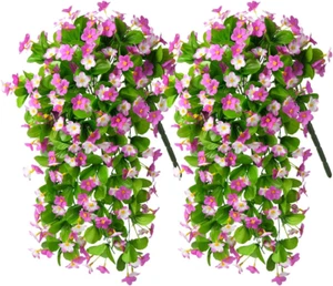 2 Pack Artificial Hanging Flowers, Fake Flowers Hanging Plant Violet Flower, Art - Picture 1 of 12
