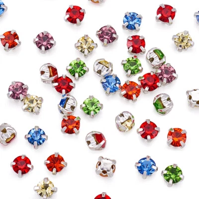 50 Pcs Glass Sew on Rhinestone with Brass Prong Settings Garments Accessories - Image 1 of 4
