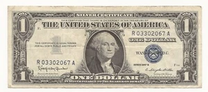 1957-B $1 Dollar Bill Silver Certificate Note Neat Fancy Serial! 067A - Picture 1 of 2